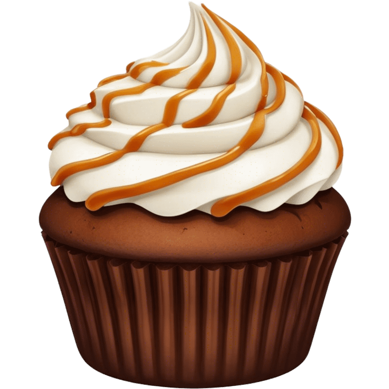 chocolate cupcake with caramel and coconut  emoji