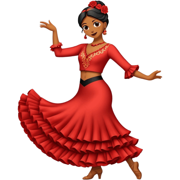 Cinematic Realistic Flamenco Pop Culture Emoji, featuring an expressive portrayal of traditional Spanish dance rendered with dynamic textures and passionate, vibrant lighting. emoji