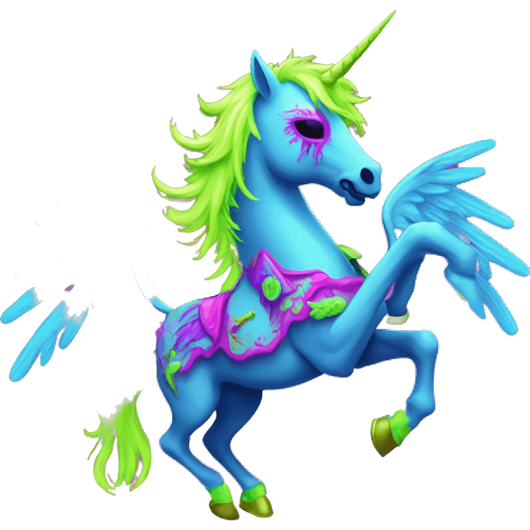 Zombie Pegasus unicorn groovy art neon rave raving dancing emoji