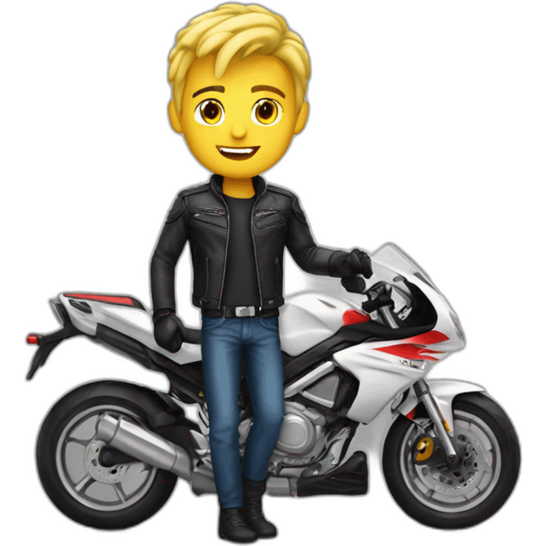 Jeune homme blond motard emoji