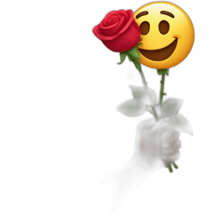 Happy emoji holding rose in hand  emoji