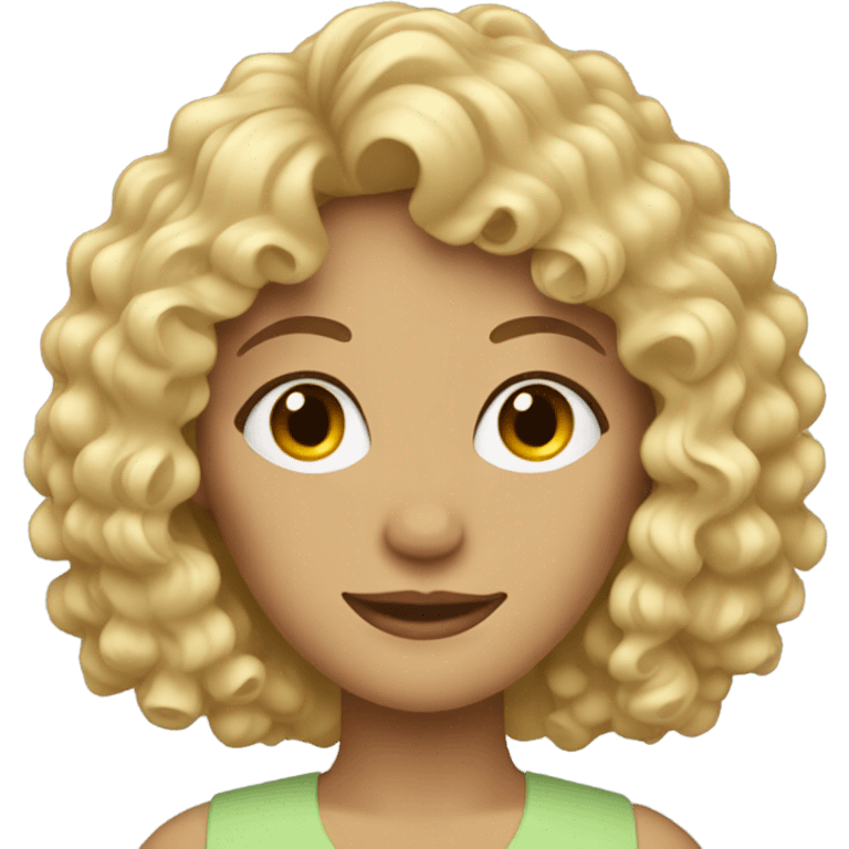 Blonde woman with curly hair and bangs emoji