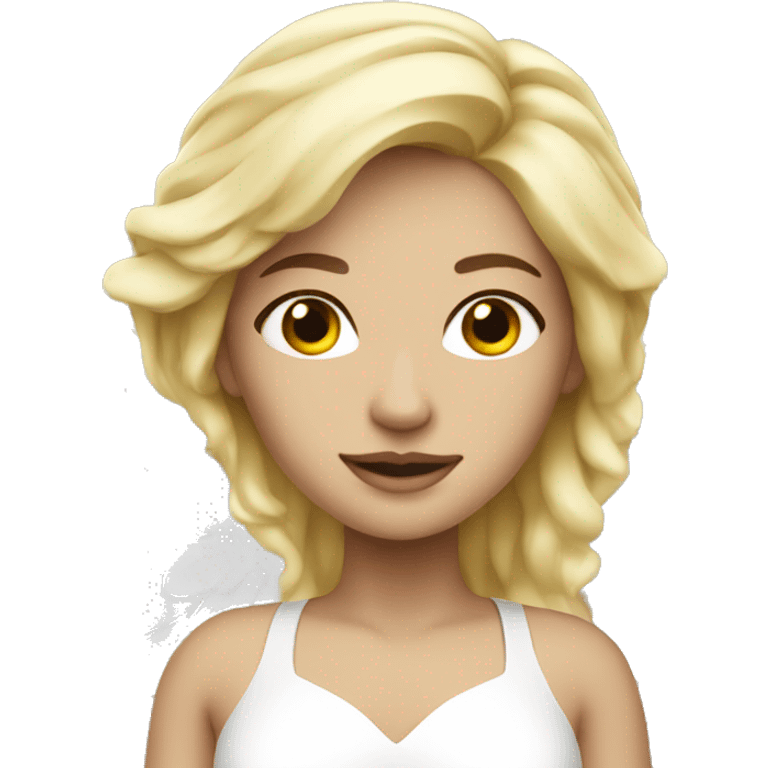 Woman with blonde hair in white dress and white wings-angel emoji