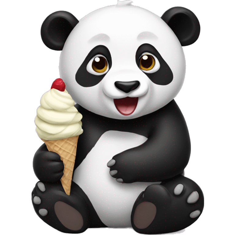 Panda eating ice cream emoji