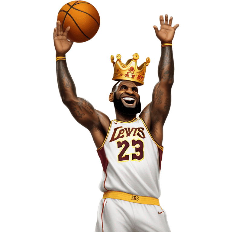 Lebron James wearing a crown dunking emoji