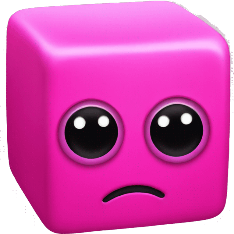 Neon pink cube with eyes emoji