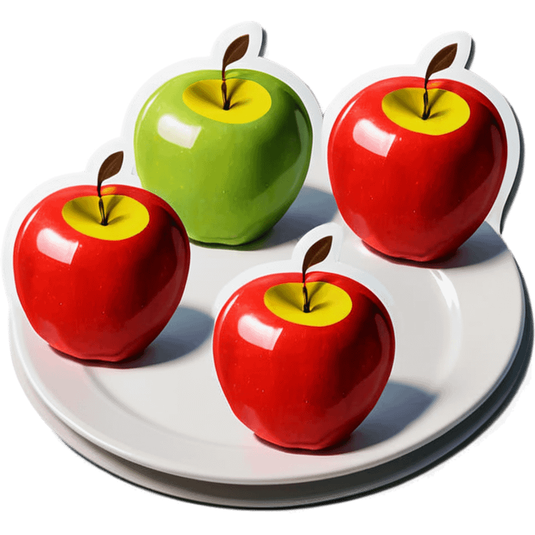 All Six apples, side-by-side, sit on a plate emoji