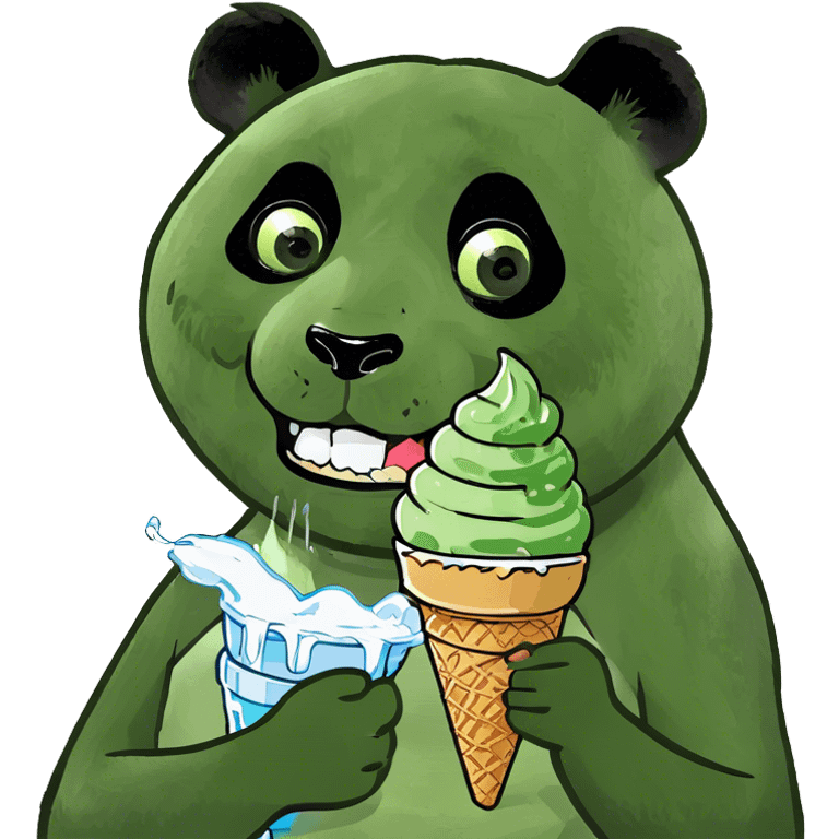 Panda eating ice cream emoji