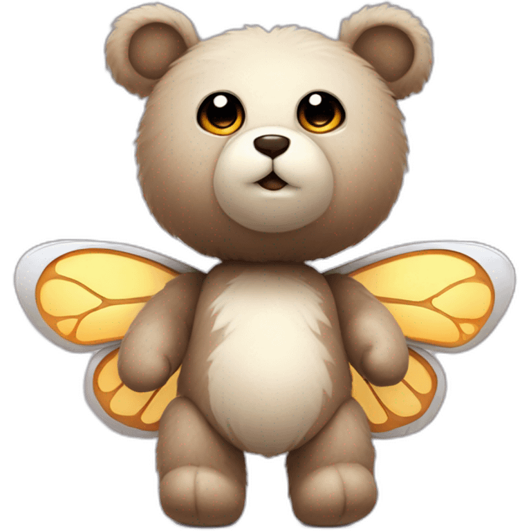 Cute, furry robot teddy bear with butterfly wings emoji