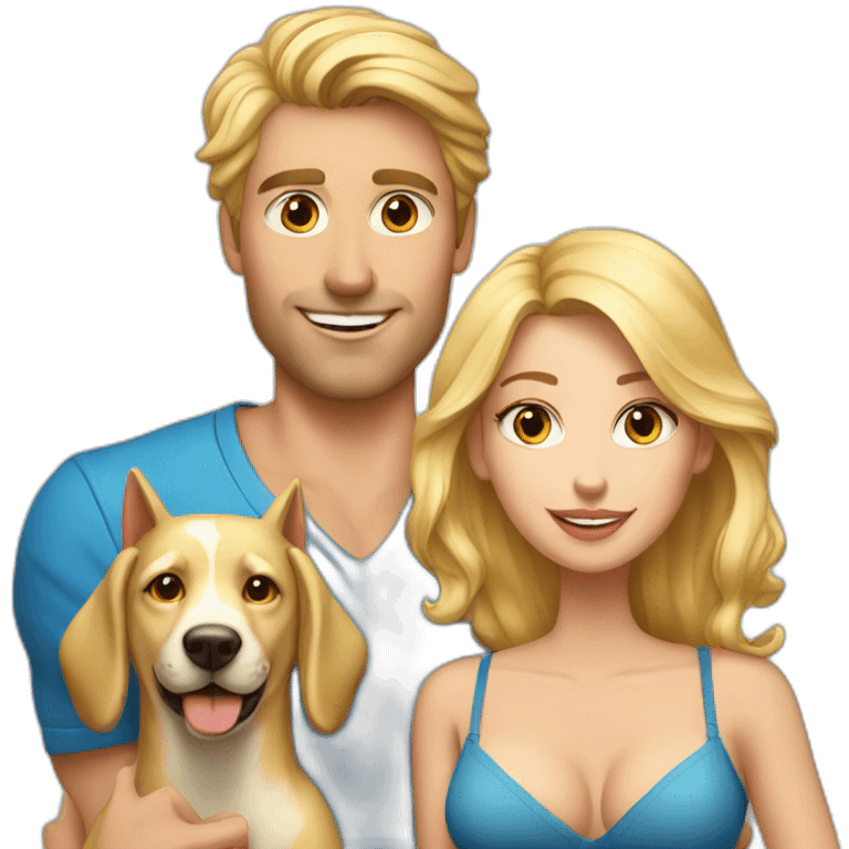 blond-hair-sexy-man-and-woman-with-dog-and-cat emoji