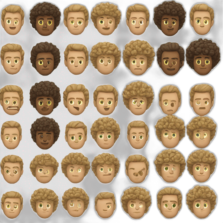 white guy with curly hair on top and normal hair on sides emoji