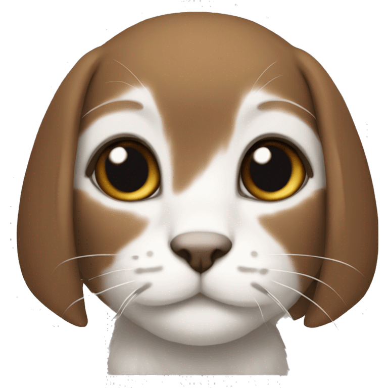 The lop-eared cat is brown with a white chest emoji