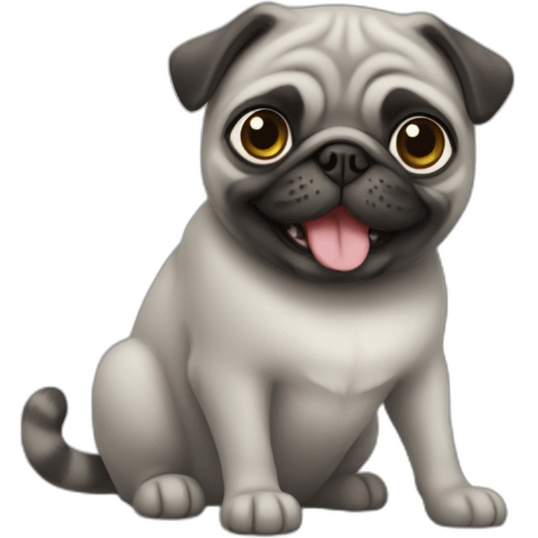 Grey Cat side by side happy pug emoji