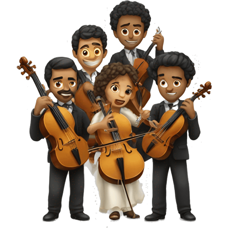 5 spanish dressed people, playing the strings emoji