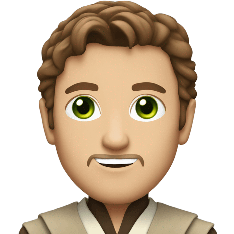 Jedi man, but green eyes and brown hair. In a suit  emoji