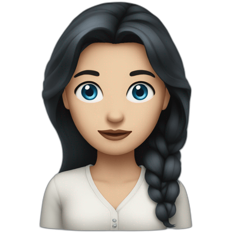 Blue eyes long dark hair woman emoji