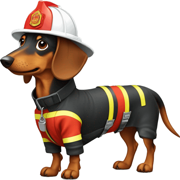 dachshund in fireman suit emoji