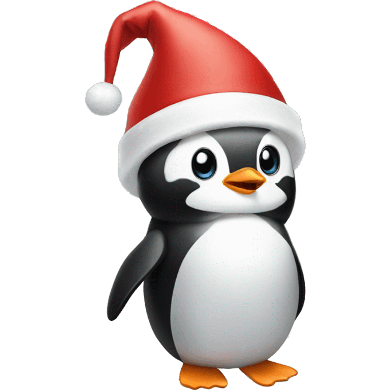 Penguin with Christmas hat emoji