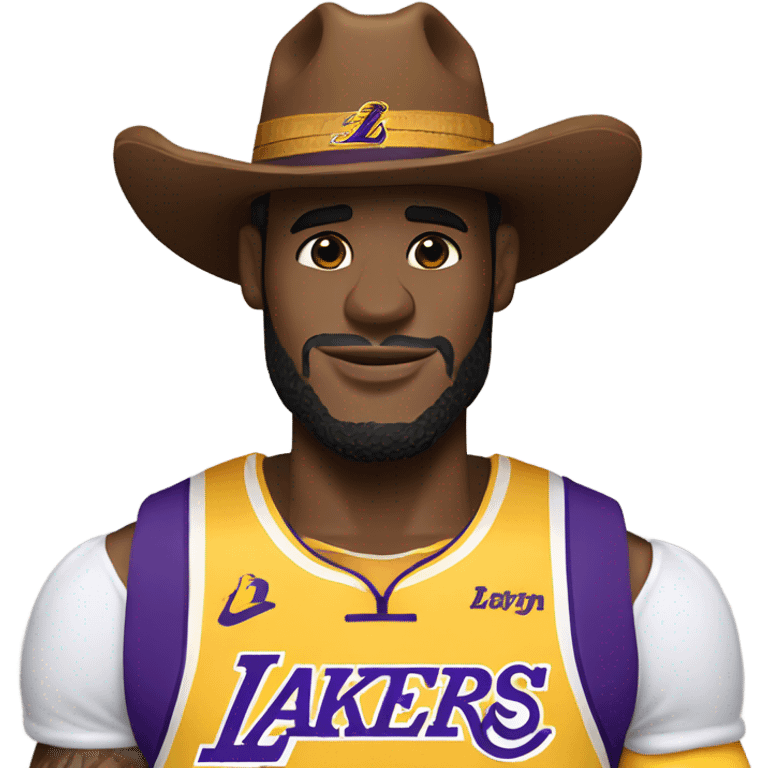 LeBron James wearing a Lakers jersey and cowboy hat  emoji