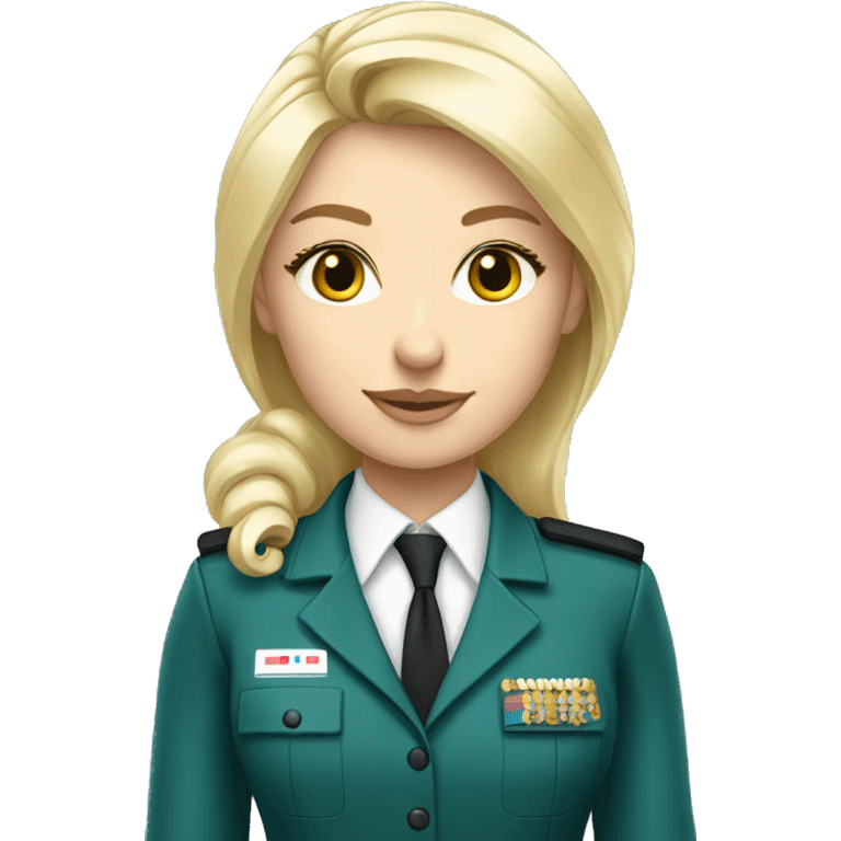 Blond Russian Tiffany sales professional in uniform emoji