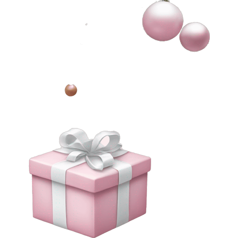 Light pink Christmas gifts under a white Christmas tree  emoji