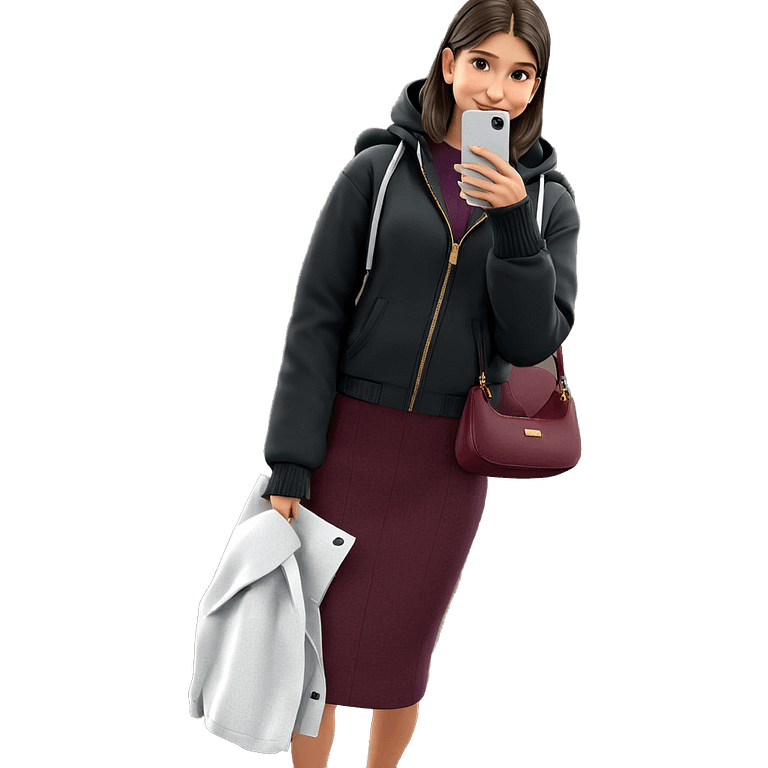 girl in stylish indoor outfit emoji