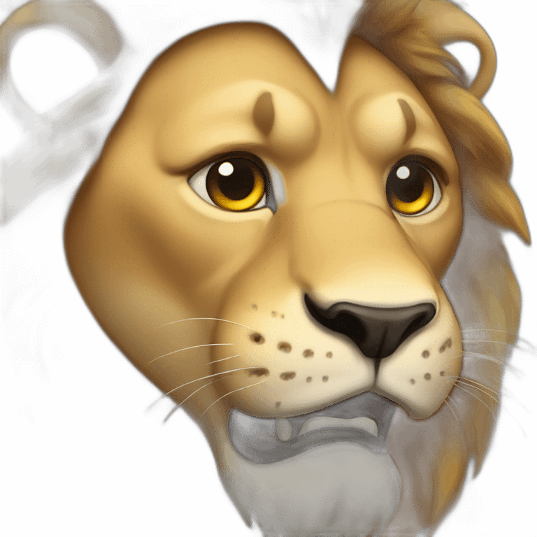 Crying big lion emoji