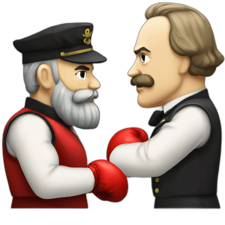 karl marx boxing with Hitler emoji