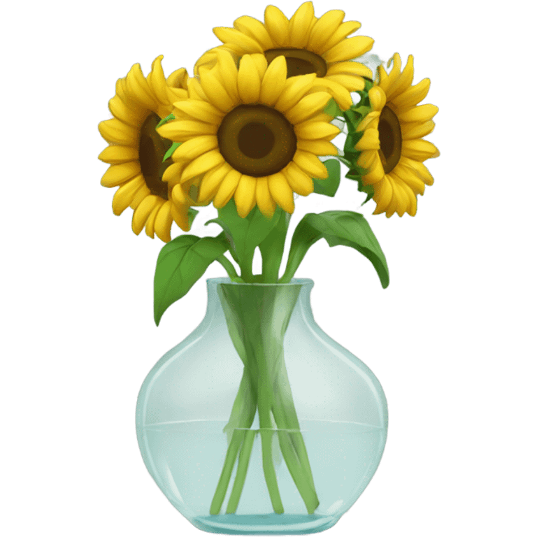 Sunflowers in a clear vase. emoji