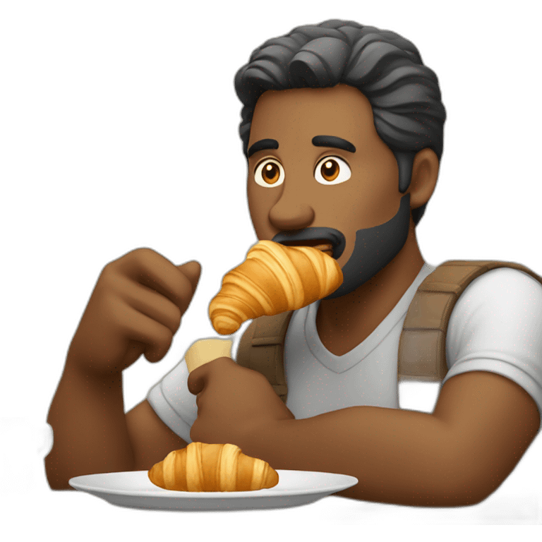 man eating a croissant  emoji