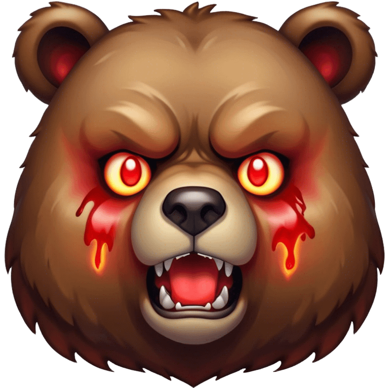 ANGRY looking bloodstained bear with glowing eyes emoji