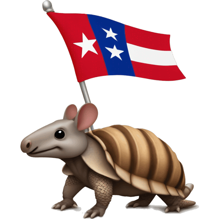 Armadillo holds a Texas flag emoji