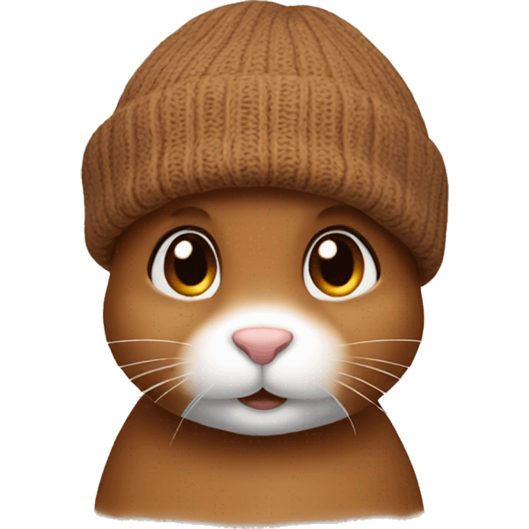 Brown bunny wearing a beanie  emoji