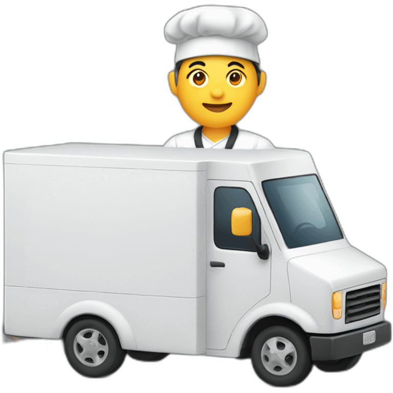 asian chef with toque by a box truck emoji