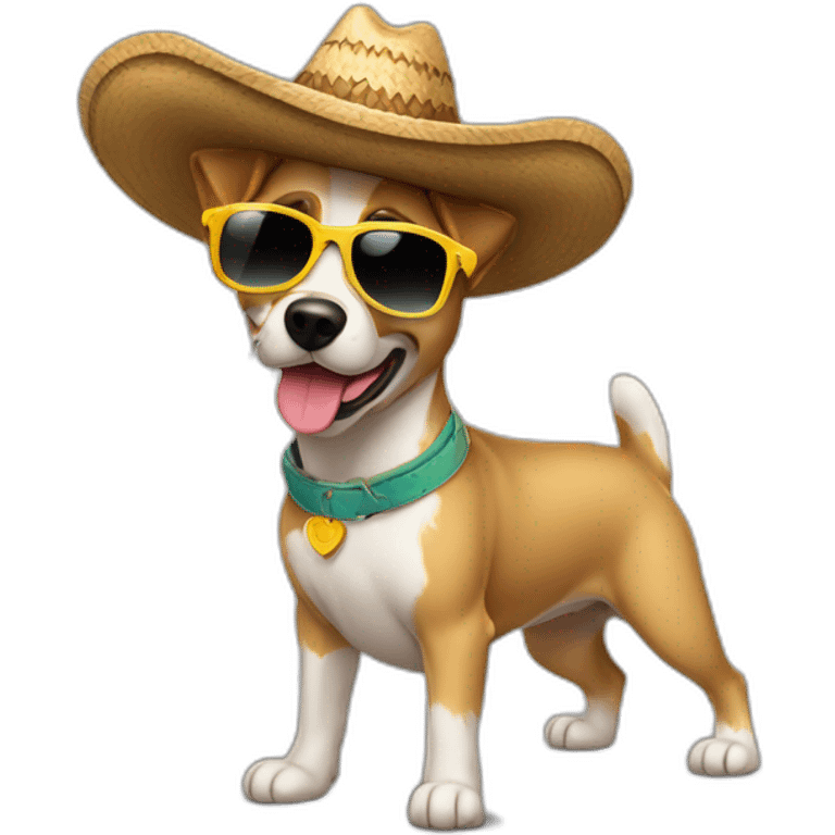 perro con zombrero y gafas de sol emoji