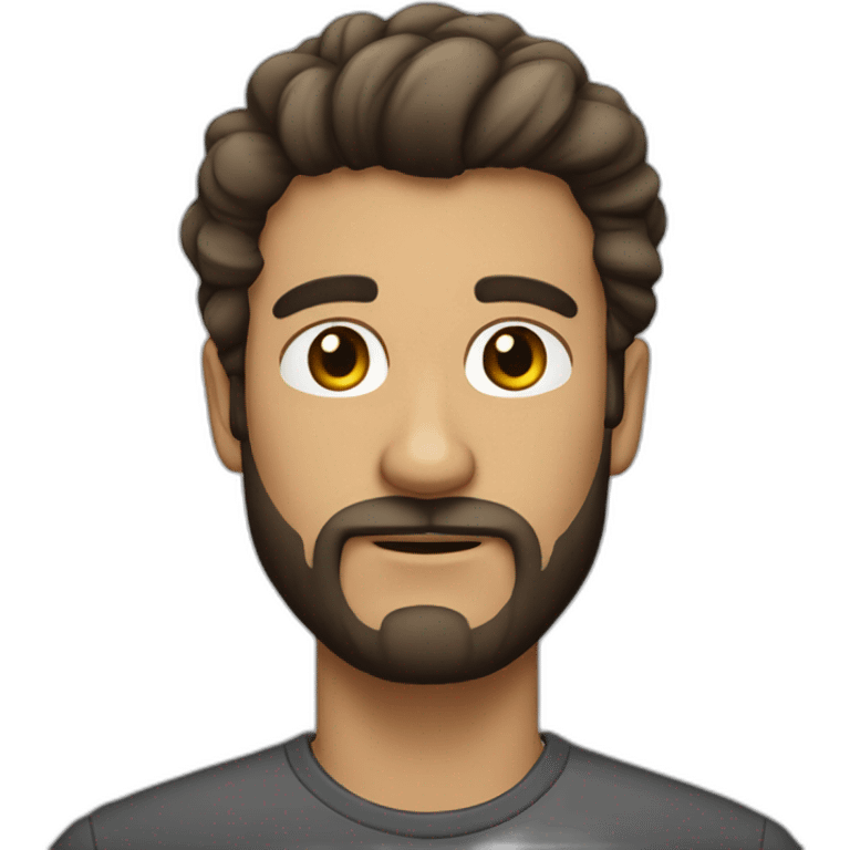 hombre con barba blanca y pelo corto moreno emoji