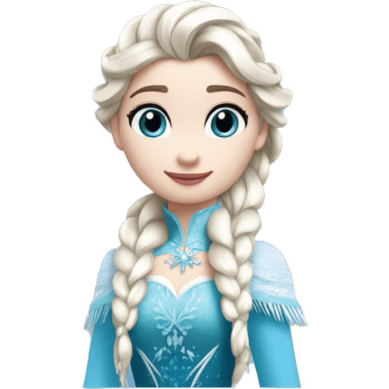 un pato con cuerpo azul, cabeza blanca y trenza con cabello blanco como Elsa de frozen emoji