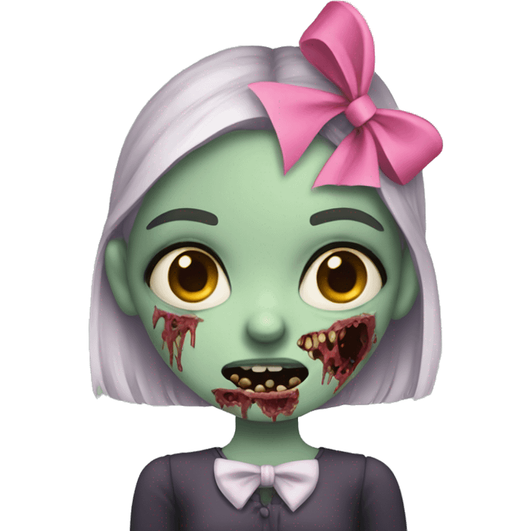 Girl zombie with a pink bow  emoji