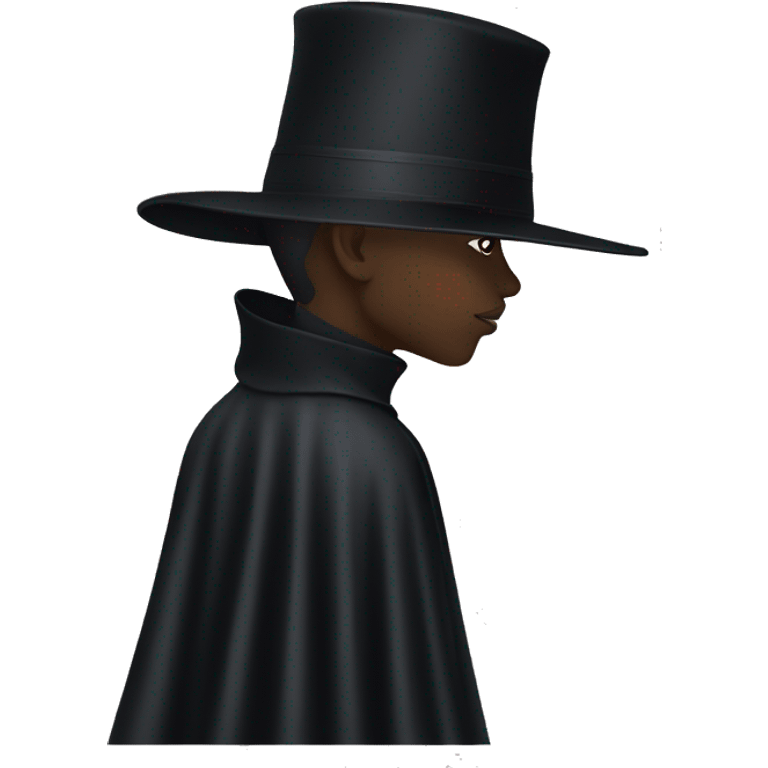 back profile of black magician, cape that says Dior, Dior logo on the cape emoji