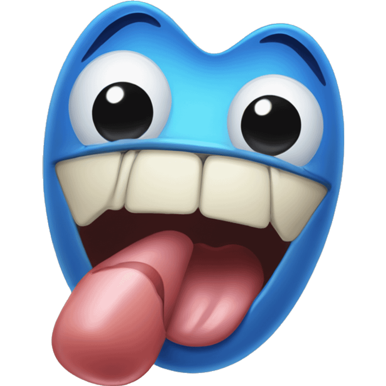 Generic tongue poking out emoji but with blue tongue emoji