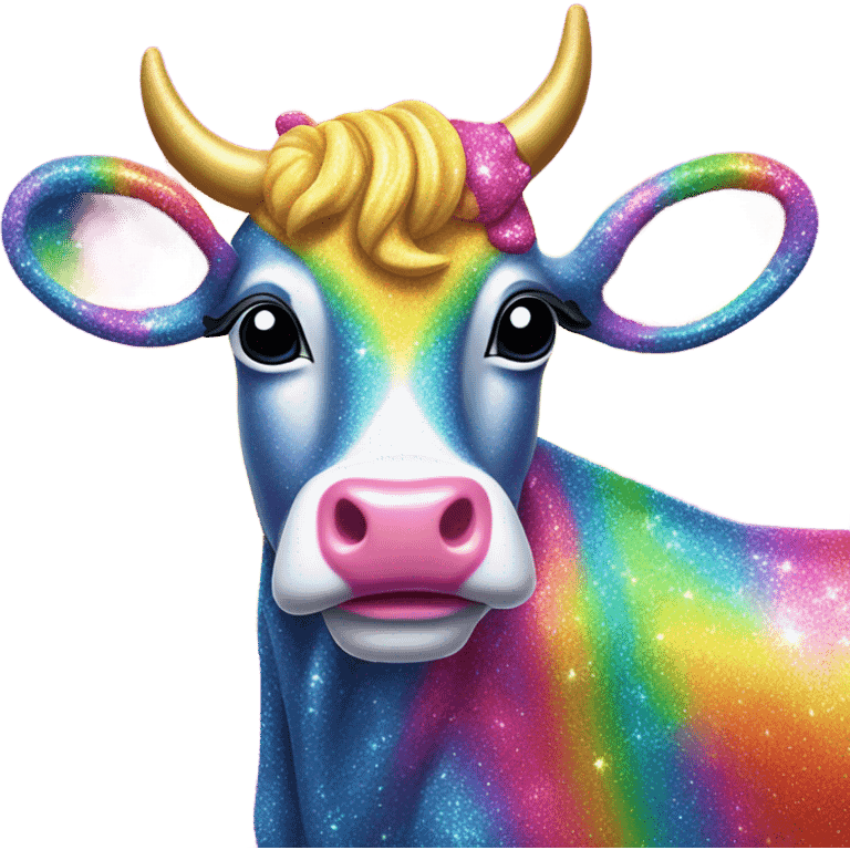 Lisa frank glitter sun star rainbow cow emoji