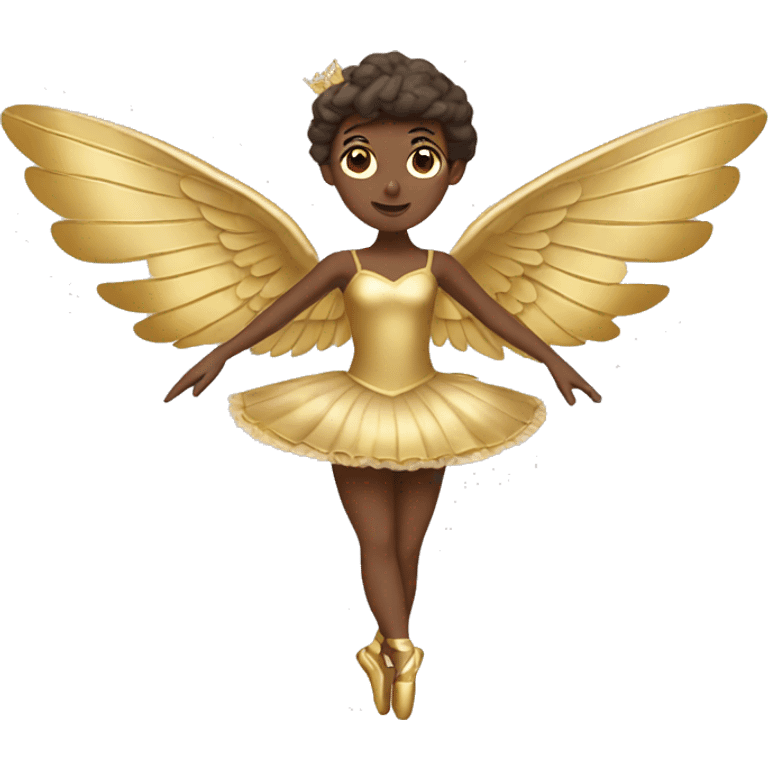  brown adult ballerina big gold wings emoji