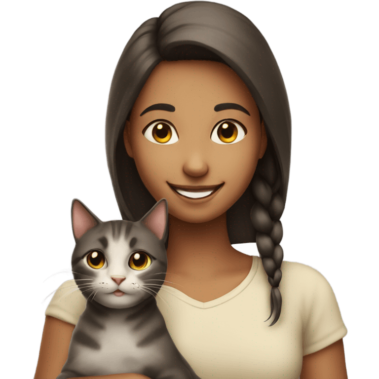 smiling girl with cat  emoji