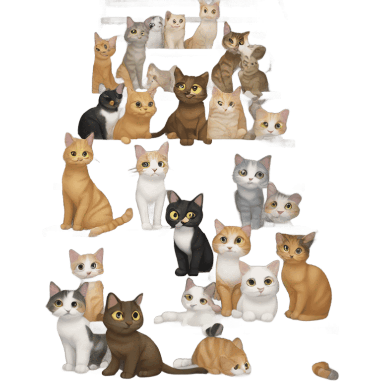 Lots of cats blocking stairs emoji