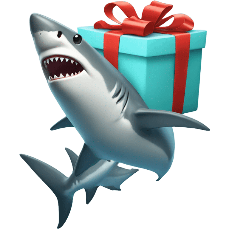 Shark with a present emoji