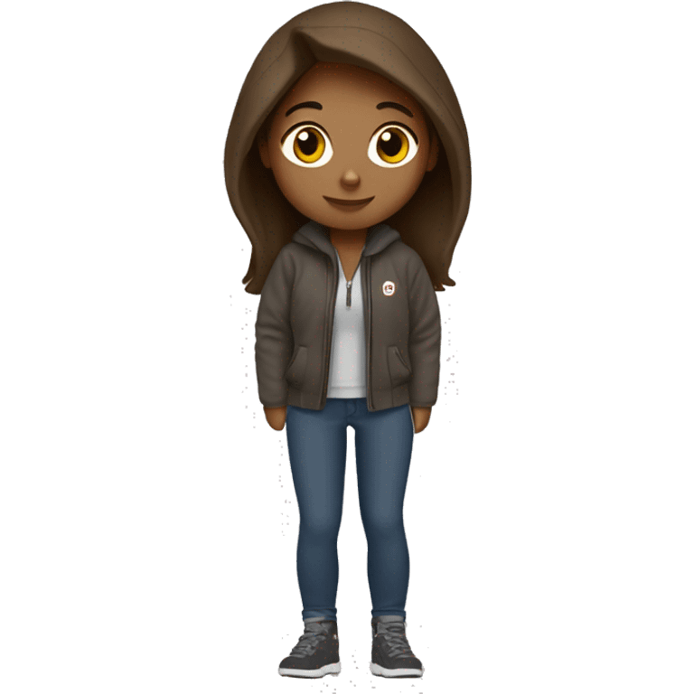 Brown haired girl, wearing Carhartt and Lululemon emoji