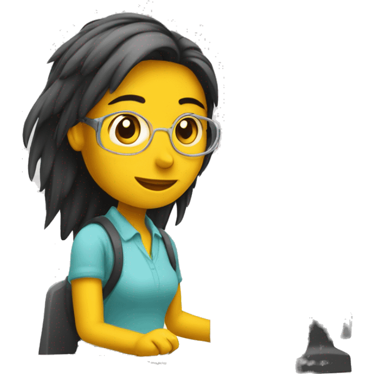 chica colorada con una computadora emoji