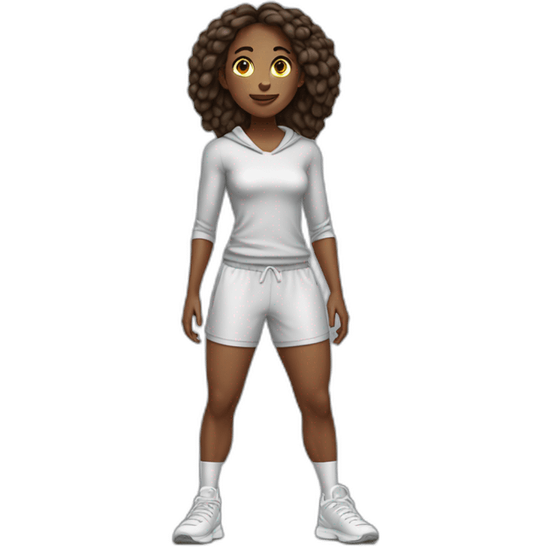 Athletic woman clothed in loose-fitting thin opaque garments emoji