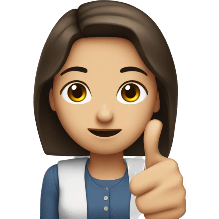 Brunette girl thumbs up annoyed emoji