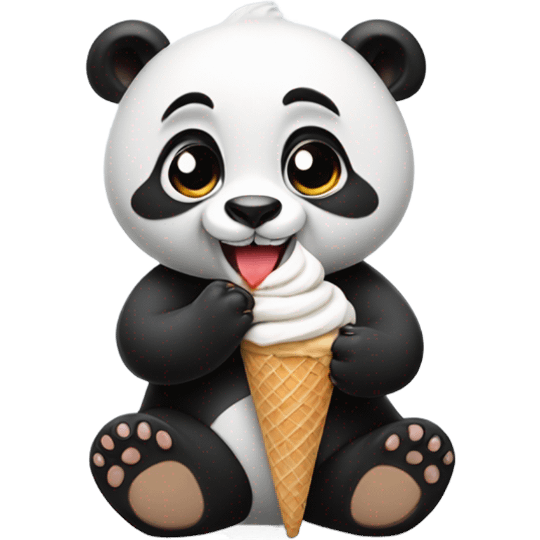 Panda eating ice cream emoji